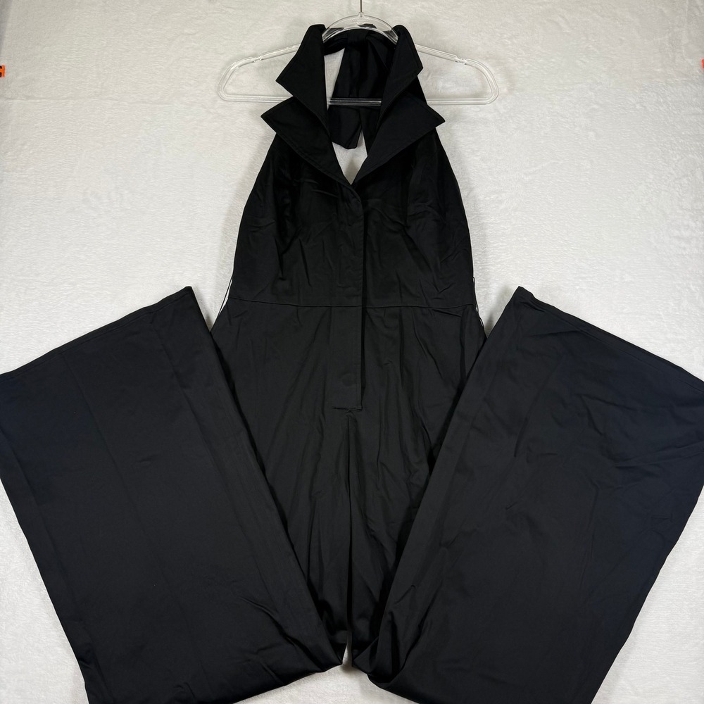 Alice + Olivia Black Halter Wide Leg Jumpsuit Collared Backless Formal 8